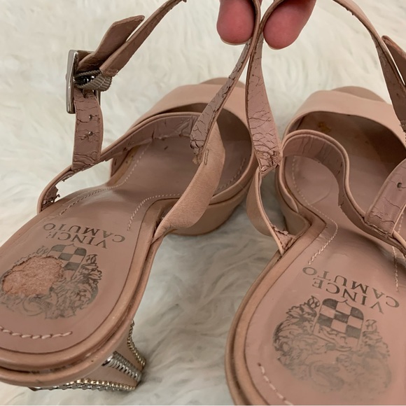 Vince Camuto Cairo Ankle Strap Studded Nude Platform Heels - Picture 9 of 11